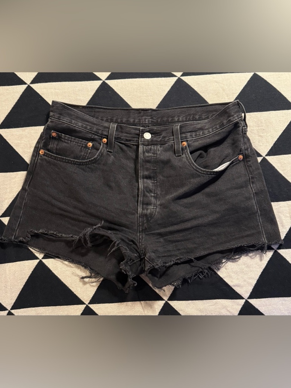 Levi's Black Distressed Raw-Hem Women's Jean Shorts